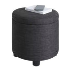 HomeStock Comfort Round Accent Storage Ottoman with Reversible Tray Lid