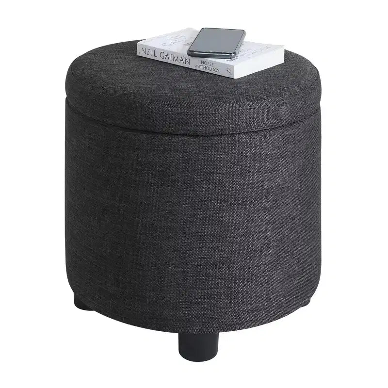 HomeStock Comfort Round Accent Storage Ottoman with Reversible Tray Lid