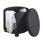 HomeStock Comfort Round Accent Storage Ottoman with Reversible Tray Lid
