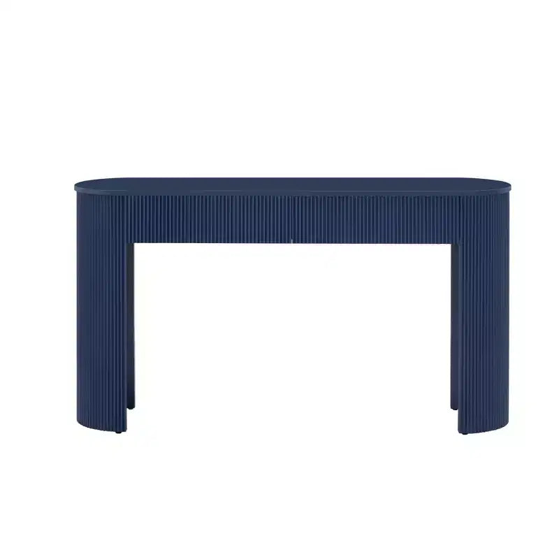Luxystar Modern Console Table with 2 Concealed Drawers, Oval Top and Fluted Design for Entryway and Living Room