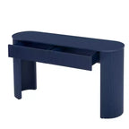 Luxystar Modern Console Table with 2 Concealed Drawers, Oval Top and Fluted Design for Entryway and Living Room
