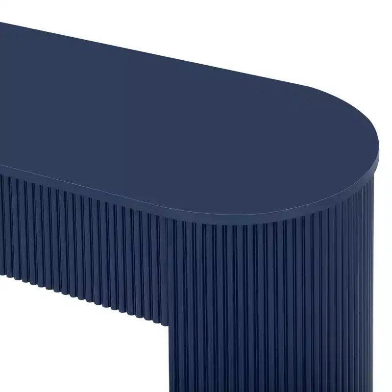 Luxystar Modern Console Table with 2 Concealed Drawers, Oval Top and Fluted Design for Entryway and Living Room