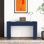 Luxystar Modern Console Table with 2 Concealed Drawers, Oval Top and Fluted Design for Entryway and Living Room