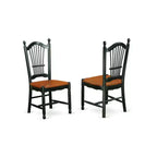HomeStock 3-Piece Black and Cherry Finish Solid Wood Top With Dropleaf Dining Table Set