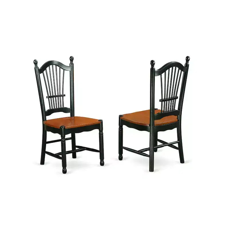 HomeStock 3-Piece Black and Cherry Finish Solid Wood Top With Dropleaf Dining Table Set