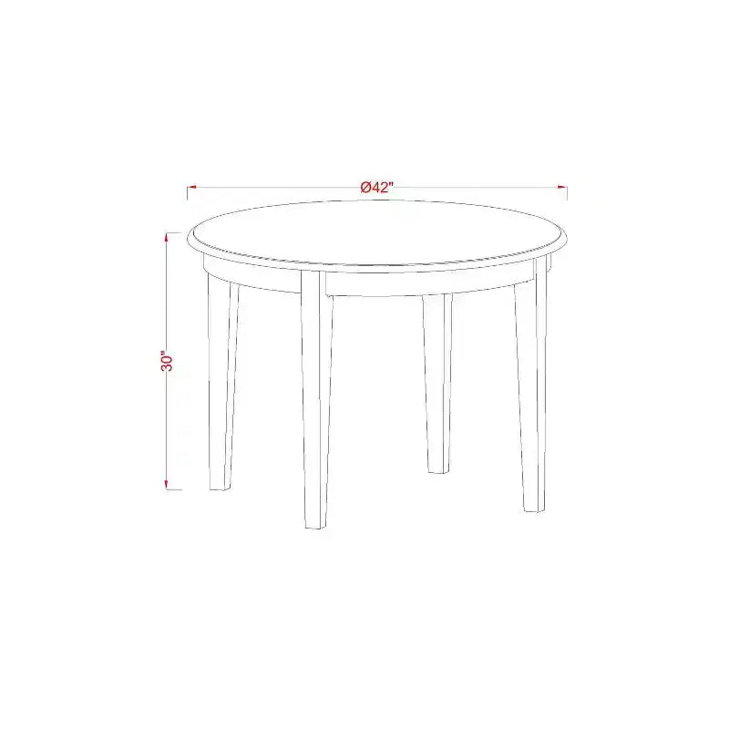 Round Kitchen Table Set 5 Piece - 42 Inch Table & 4 Parsons Chairs - Rustic Dining Room Set