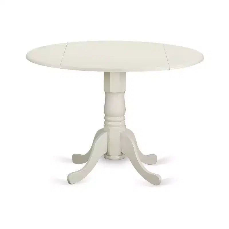 HomeStock 5-Piece Round Buttermilk & Cherry Finish Solid Wood Top Dining Table with 4 Parson Chair