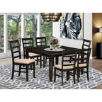 HomeStock 7-Piece Square Cappuccino Finish Solid Wood Top Dining Table with 6-Chairs