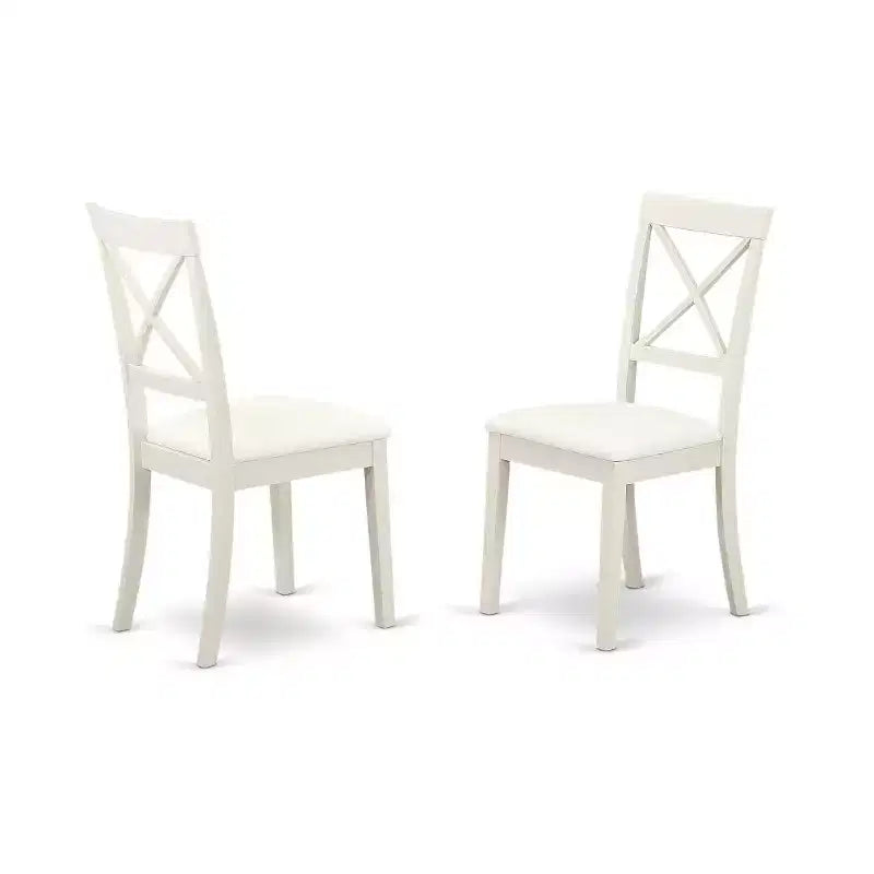 HomeStock 3-Pc Linen White Finish Solid Wood Top-Dining Room Set-Seats 4
