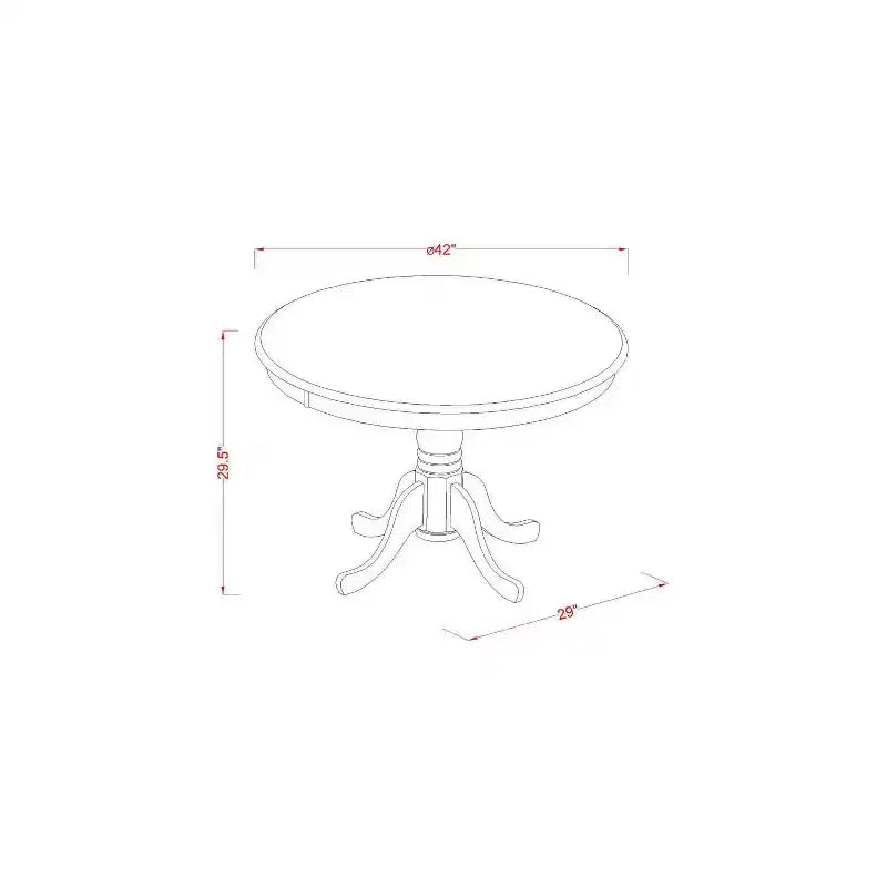 Ensemble table à manger 5 pièces HomeStock en bois massif finition cerisier et crème avec 4 chaises