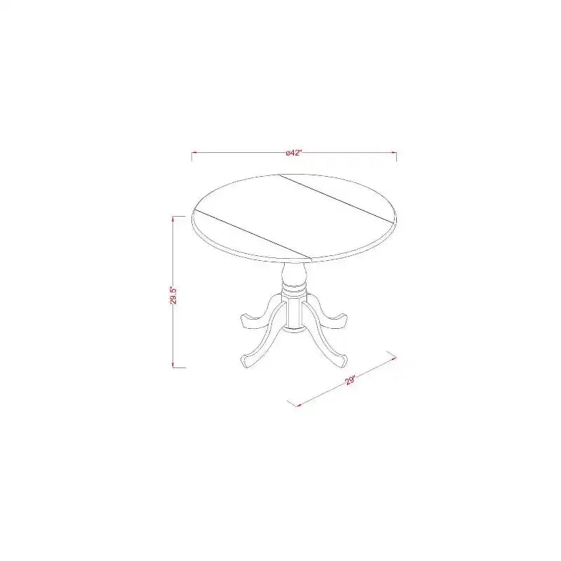 3-Piece Antique Walnut Finish Solid Wood Top-Round Dining Room Set -Seats 4