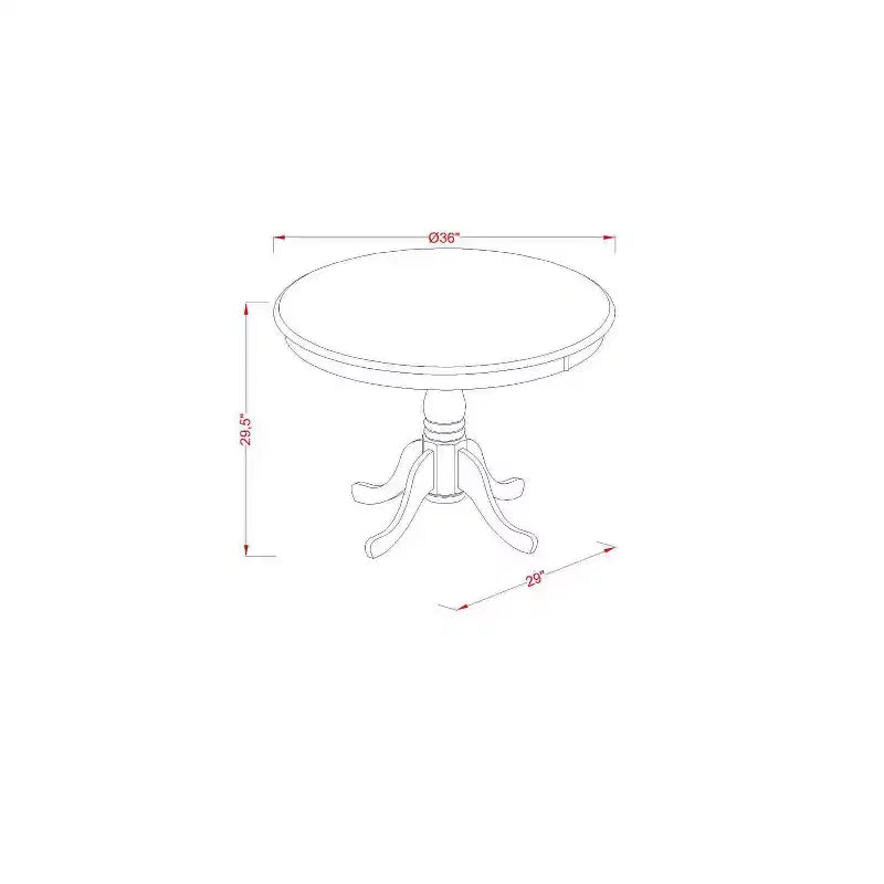 3-Piece Antique Walnut Finish Solid Wood Top - Round Upholstered Dining Room Set - Seats 4