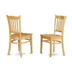 HomeStock 5-Pc Round Natural Oak Finish Solid Wood Top Dining table with 4 Chairs
