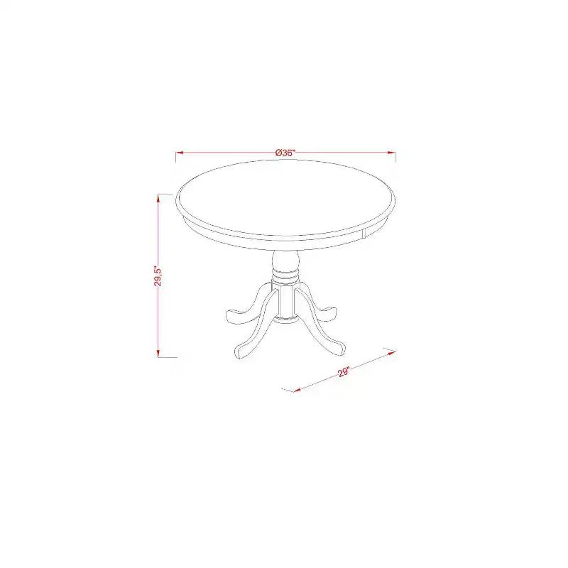 HomeStock 5-Pc Round Natural Oak Finish Solid Wood Top Dining table with 4 Chairs