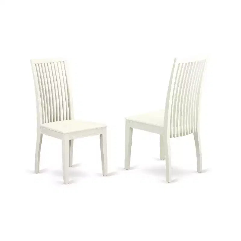 HomeStock 3-Pc Linen White Finish Rectangular Solid Wood Top With Dropleaf Dining Table Set
