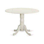3-Piece Linen white Solid Wood Top - Round Dining Room Set - Seats 4