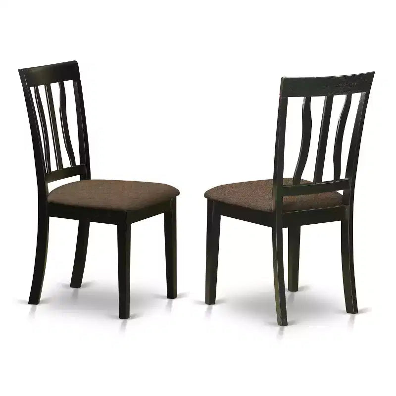 HomeStock 3-Piece Black and Cherry Finish Round Solid Wood Top Dining Table Set