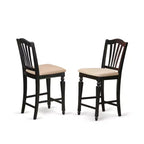 Counter Height Dining Set - 3 Piece Pub Table & Chairs - Kitchen Set - 36x36 Inch - Black Cherry Finish
