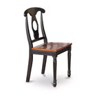 HomeStock 7-Piece Square Black & Cherry Finish Solid Wood Top Dining Table with 6-Chairs