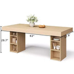 Large Double-Sided Storage - 63-Inch Rectangular Wood Dining Table, Accommodates 6, Sturdy & Easy to Assemble, for Dining Room or Office