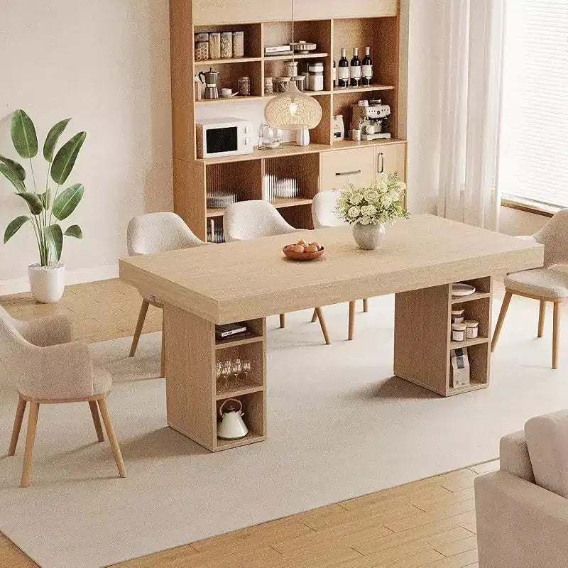 Large Double-Sided Storage - 63-Inch Rectangular Wood Dining Table, Accommodates 6, Sturdy & Easy to Assemble, for Dining Room or Office