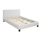 Royal Hampton Transitional Style Leatherette Queen Bed with Padded Headboard, White