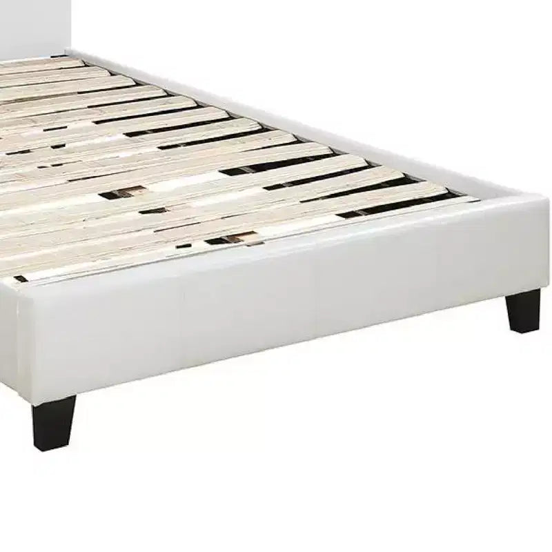 Royal Hampton Transitional Style Leatherette Queen Bed with Padded Headboard, White