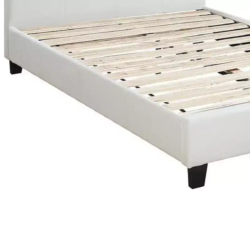 Royal Hampton Transitional Style Leatherette Queen Bed with Padded Headboard, White