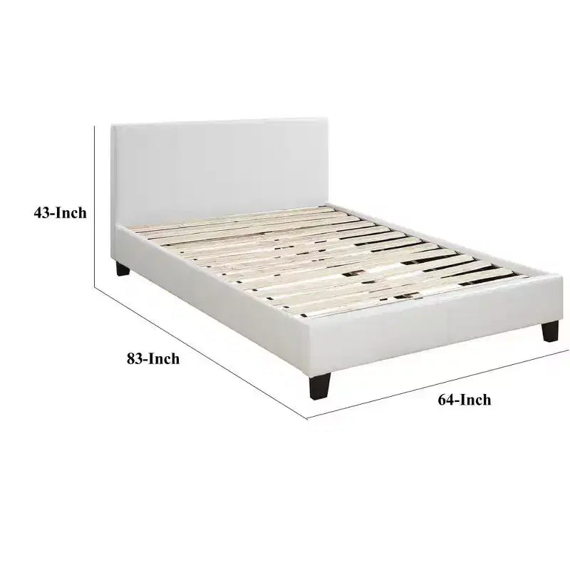 Royal Hampton Transitional Style Leatherette Queen Bed with Padded Headboard, White