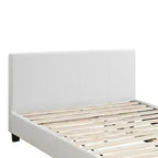 Royal Hampton Transitional Style Leatherette Queen Bed with Padded Headboard, White