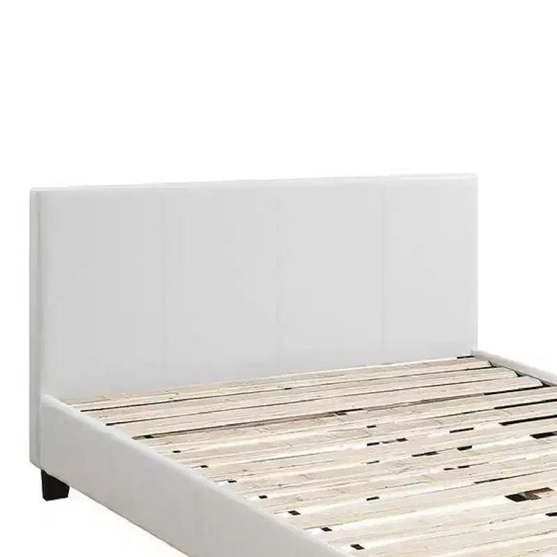 Royal Hampton Transitional Style Leatherette Queen Bed with Padded Headboard, White