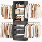 Besiost 4-9 Ft Wooden Closet Organizer System with 4 Drawers, 4 Hanging Rods & Shelving Towers