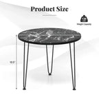 Costway Faux Marble Coffee Table with Metal Legs for Living Room Office Black
