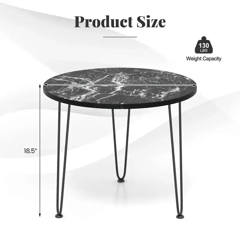 Costway Faux Marble Coffee Table with Metal Legs for Living Room Office Black