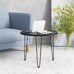 Costway Faux Marble Coffee Table with Metal Legs for Living Room Office Black