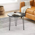 Costway Faux Marble Coffee Table with Metal Legs for Living Room Office Black