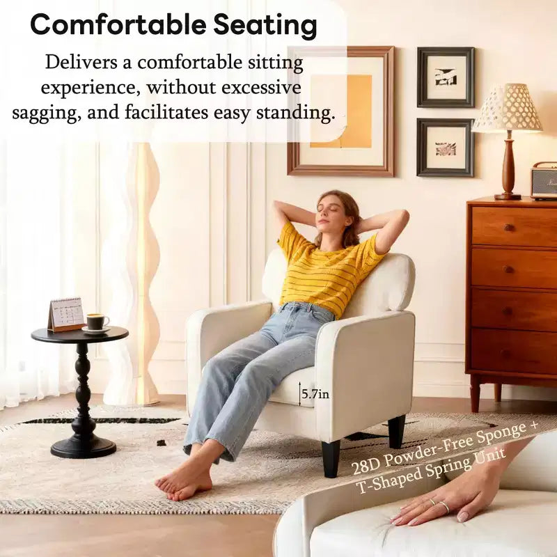 MAYEERTY Reading Chair with Armrest and Backrest Comfy Lounge Chair for Bedroom Waiting Room Reception Room