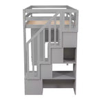 Whisen Twin size Wooden Loft Bed with Storage Drawers and Stairs, Shelves