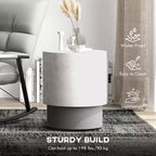 Lightweight Accent Table with Concrete Finish, Round Side Table with 4 Adjustable Feet for Indoor, Outdoor