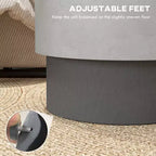 Lightweight Accent Table with Concrete Finish, Round Side Table with 4 Adjustable Feet for Indoor, Outdoor