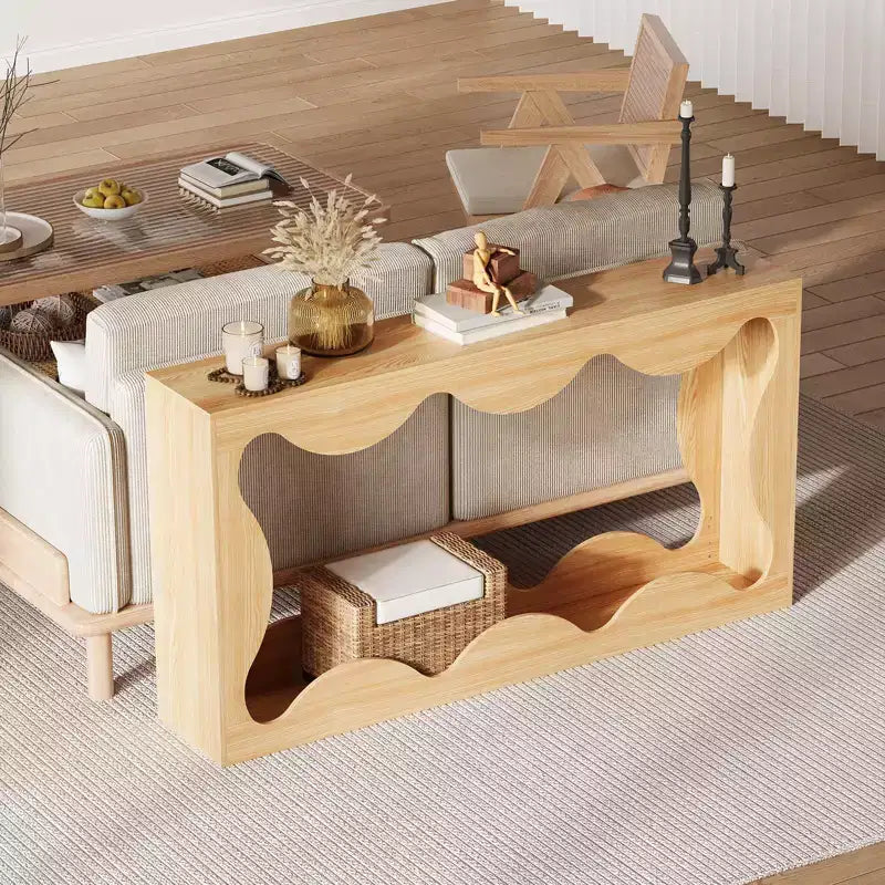 63 Inches Farmhouse Console Table with Storage, Wood Sofa Table, Narrow Console Stand for Entryway Living Room
