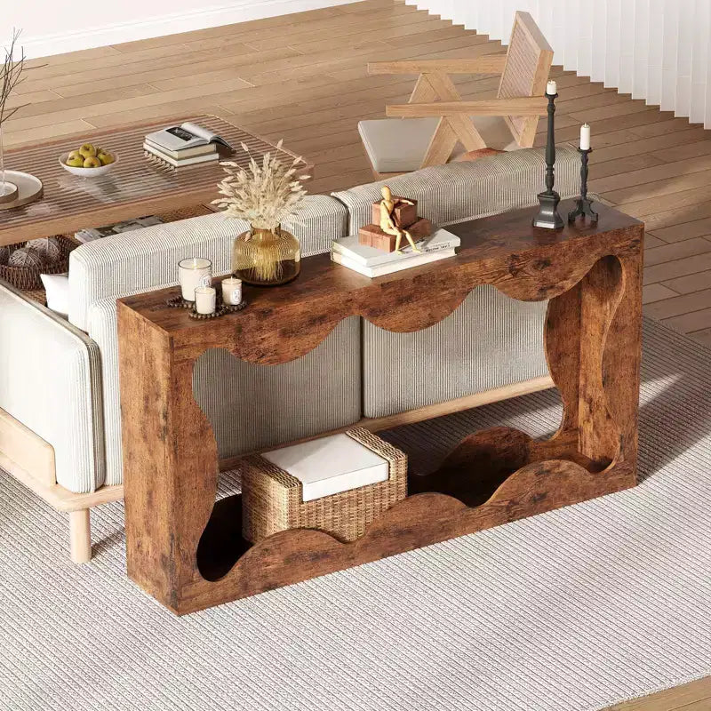 63 Inches Farmhouse Console Table with Storage, Wood Sofa Table, Narrow Console Stand for Entryway Living Room
