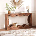 63 Inches Farmhouse Console Table with Storage, Wood Sofa Table, Narrow Console Stand for Entryway Living Room