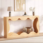 63 Inches Farmhouse Console Table with Storage, Wood Sofa Table, Narrow Console Stand for Entryway Living Room