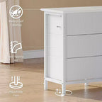 Long Dresser for Bedroom with 10 Fabric Drawers & Power Outlet & LED Light, Entertainment Center TV Stand Dresser for 65-75 TV