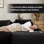 146 U-Shaped Modular Sofa Flannelette 4-Seater Ottoman Buckle No Assembly Black
