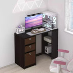 HOMLUX 39 Computer Desk Study Writing Desk with 3 Storage Bins & Open Shelves