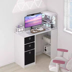 HOMLUX 39 Computer Desk Study Writing Desk with 3 Storage Bins & Open Shelves