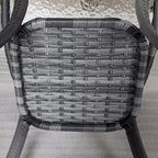 Outdoor Coffee Table with Storage Shelf, Hand-Woven Wicker Side Table with Water-Ripple Glass Top