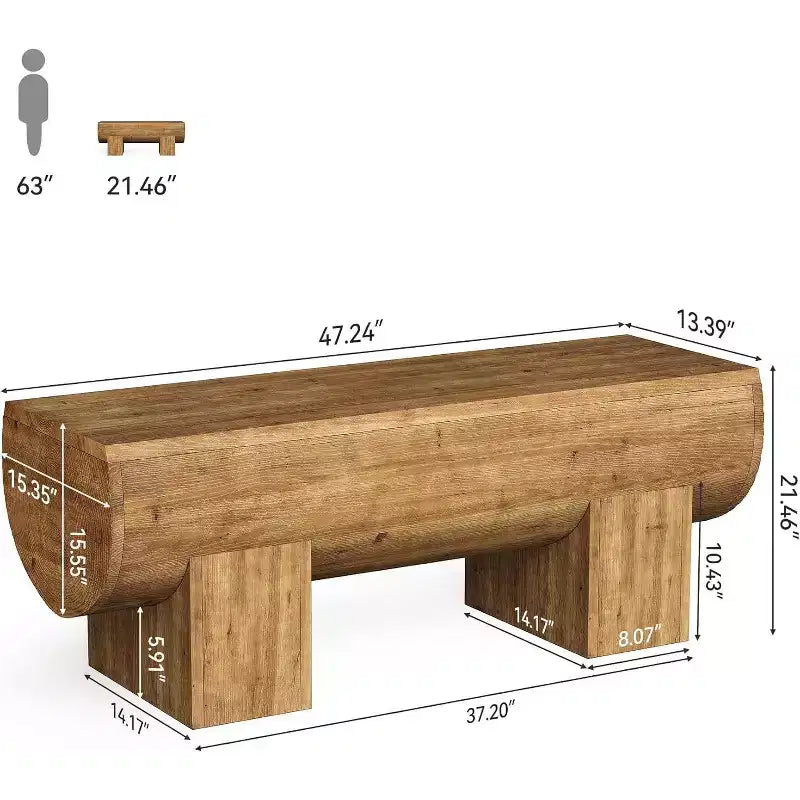 Lantine Solid Wood 47 Entryway Bench, Farmhouse End of Bed Bench, Entry Bench Seat for Bedroom, Living Room, Hallway
